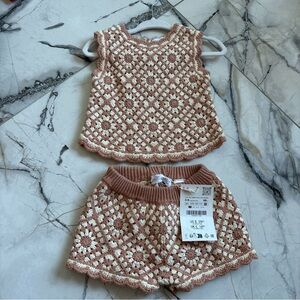 Zara Kids Crochet Set - Brown and Cream